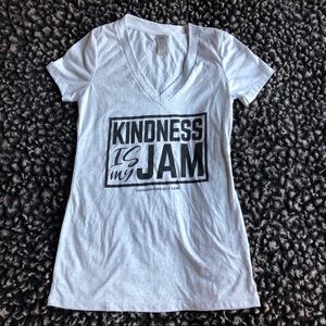 Kindness is my jam v-neck graphic t-shirt small